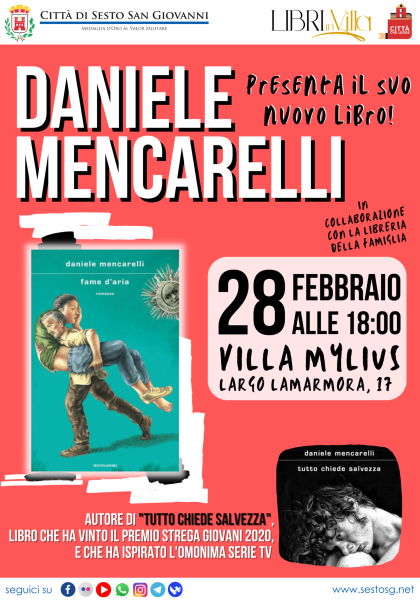 Sesto - DANIELE MENCARELLI A SESTO IL 28 FEBBRAIO: PRESENTA IL SUO ULTIMO LIBRO.