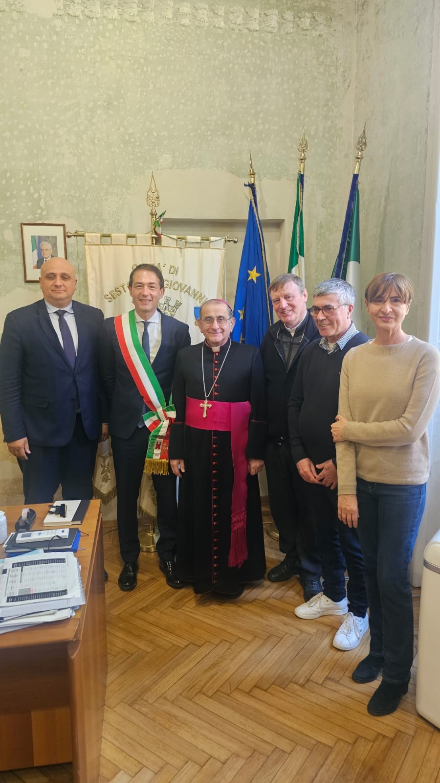 Sesto - IL SINDACO DI STEFANO ACCOGLIE IN COMUNE IL VESCOVO DI MILANO MONSIGNOR DELPINI
