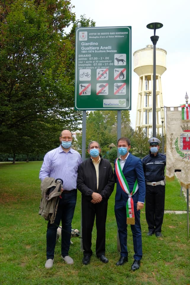 Sesto - INTITOLATO GIARDINO MAZZINI/PURICELLI GUERRA A SCULTORE GUALTIERO ANELLI