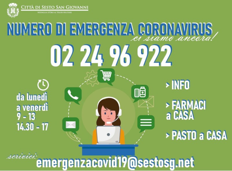 Sesto - DA LUNEDÌ ATTIVO NUMERO EMERGENZA COMUNALE. 