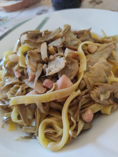 Tagliatelle con carciofi e guanciale x 4