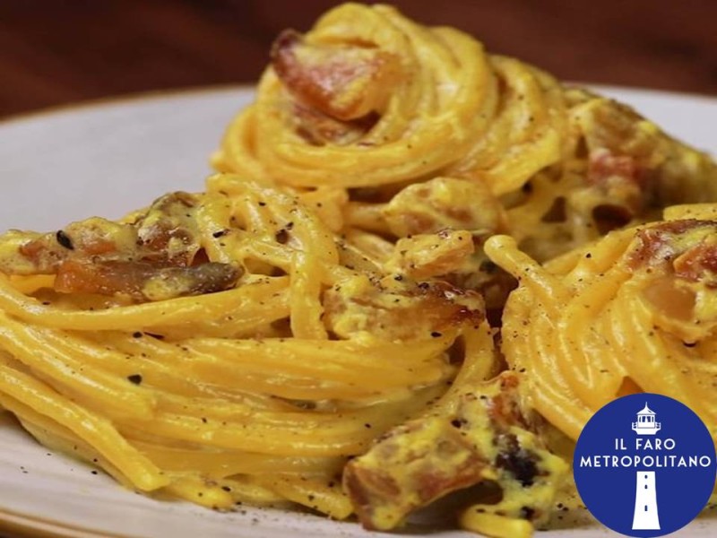 Spaghettoni alla crema di ricotta e zafferano con guanciale croccante -21 febbraio 2021