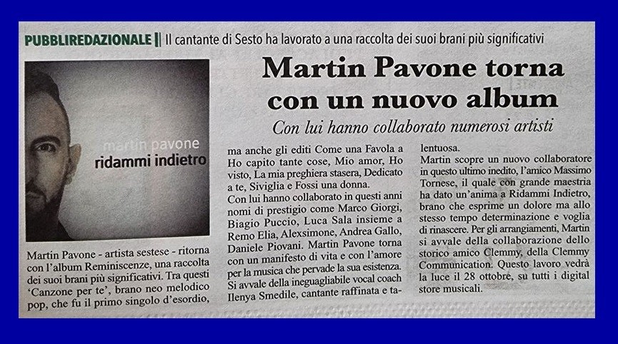 REMINISCENZE Martin Pavone - 20 Ottobre 2022