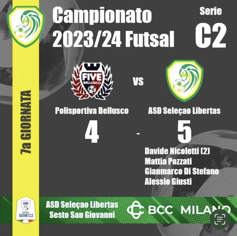 Seleçao Libertas Calcio a 5 campionato FIGC C2 7a giornata