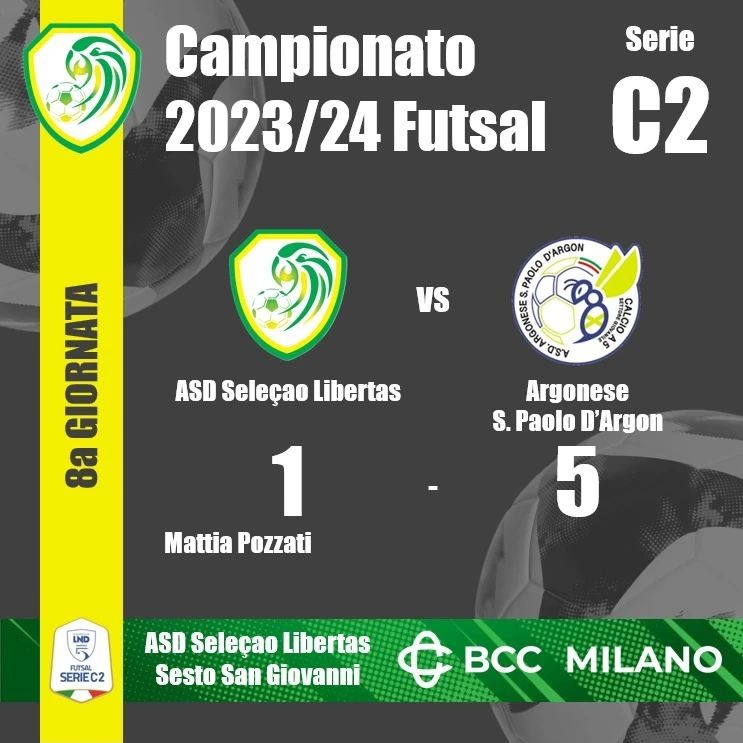 Seleçao Libertas Calcio a 5 Coppa Lombardi Ottavi finale e campionato FIGC C2 8a giornata