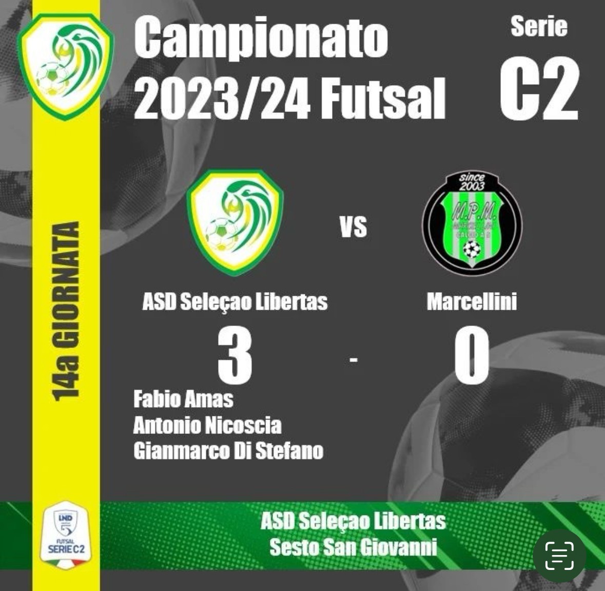 Seleçao Libertas Calcio a 5 campionato FIGC C2 14a giornata